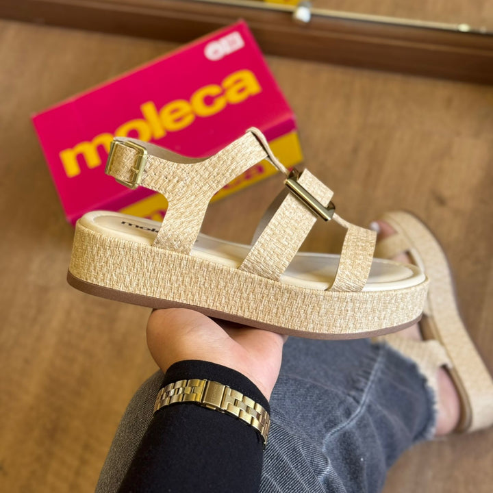 Sandalia Moleca Napa Tresse Detalhe Dourado 5553.103